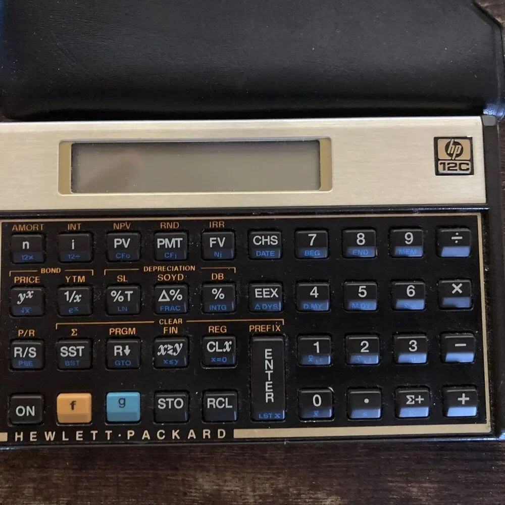 VINTAGE - HEWLETT PACKARD HP 12c Financial Calculator w/ Case Tested